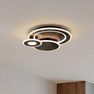 Lindby plafonieră LED Briar, negru, metal, telecomandă, reglabil, Negru, Camera de zi / sufragerie, Plastic, Modern