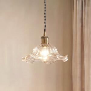 Lindby Lampă suspendată Ludowika, transparentă, sticlă, Ø25cm, E27, reglabil, Transparent, Camera de zi / sufragerie, Sticlă, Antichitate