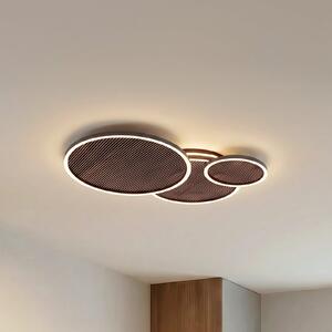 Lucande Plafonieră LED Orven, negru/lemn, 80 cm, dimabil, reglabil, Negru, Camera de zi / sufragerie, Metal, Modern