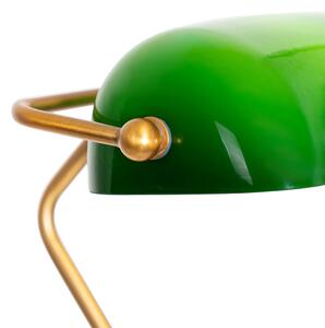 Lampa de podea notarial clasic bronz cu sticla verde - Banker