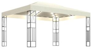 Pavilion cu șir de lumini LED, crem, 3x4 m, țesătură