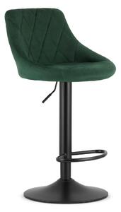OFERTA Scaun de bar verde VELVET KAST cu picior negru II. calitate