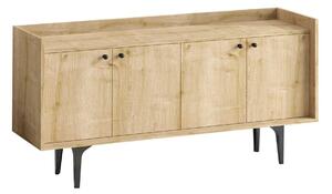 Comoda NAVI, stejar/negru, PAL melaminat/metal, 150x40x80 cm