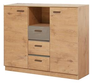 Comoda EFFECT, stejar lancelot/gri, PAL, 130x42x105 cm