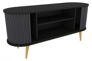 Comoda TV STOR, gri/negru, PAL melaminat, 140x43x64 cm