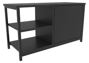 Comoda TV MUSKEGON, negru/gri antracit, PAL melaminat/metal, 90x35x51