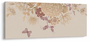 Tablou - Vintage, flori și fluturi (120x50 cm)