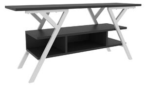 Comoda TV MINERVA, gri antracit/alb, PAL melaminat/metal, 120x35x55 cm