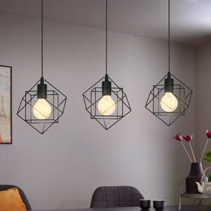 EGLO Lampă suspendată Straiton din oțel, 3 becuri negru, reglabil, Negru, Bucătărie, Metal, Modern