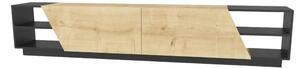 Comoda TV RHODES, gri antracit/stejar, PAL melaminat, 240x37x47 cm