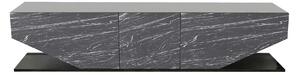 Comoda TV INCI, negru cu efect de marmura, PAL melaminat, 180x30x45 cm