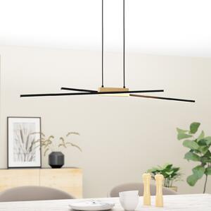 EGLO Panagria LED suspendat, negru cu detaliu din lemn, reglabil, Negru, Camera de zi / sufragerie, Metal, Modern