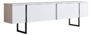 Comoda TV Luxe, alb/negru, PAL/metal, 180x30x50 cm