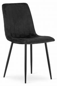 Negru scaun bucatarie LAVA din catifea cu picioare negre