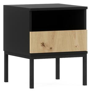 Noptiera LANZZI 40x40 cm, neagra/stejar