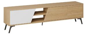 Comoda TV FIONA, stejar/alb, PAL melaminat, 180x36x48 cm