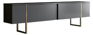 Comoda tv cu usi LUXE, gri antracit/auriu, PAL/metal, 180x50x30 cm