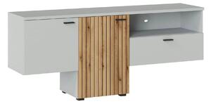 Comoda TV VERO, alb/stejar, PAL laminat, 160x40x69 cm