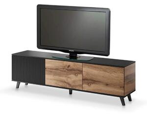 Comoda TV RANDOM, stejar wotan/negru, PAL furniruit, 180x40x52 cm