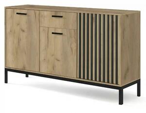 Comoda LAMINO KM-1, stejar/negru, PAL laminat/polipropilena, 154x40x84