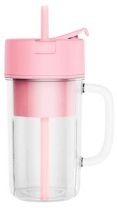 Blender portabil multifuncțional și pahar pentru băut, 340 ml - Roz