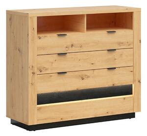 Comoda OSTIA, stejar artisan/negru, PAL, 117x42x101 cm