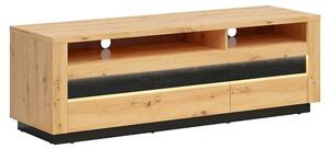 Comoda TV OSTIA, stejar artisan/negru, PAL, cu iluminare LED, 161x48x5