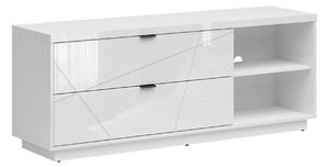 Comoda TV FORN, alb lucios, PAL, 156x43x61 cm
