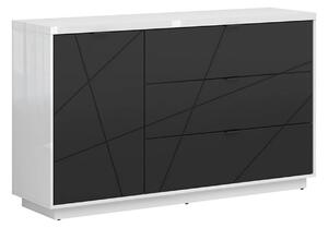 Comoda FORN, alb lucios/negru mat, PAL, 156x42.5x93 cm