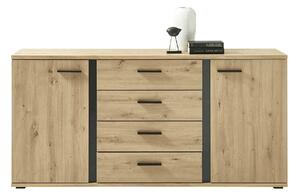 Comoda KANODE, stejar artisan/negru, PAL laminat, 170x40x84 cm