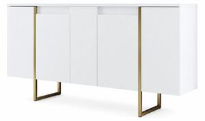 Comoda alba ingusta LUXE, PAL melaminat/metal, 160x35x80 cm