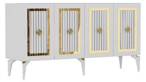 Comoda NORA, alb/auriu, PAL melaminat, 150x40x79 cm