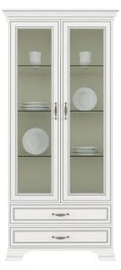 Vitrina TIFFANY (Tiffy), alb vintage, PAL laminat, 99x40x212 cm