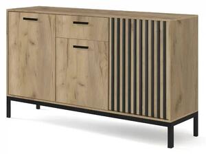 Comoda LAMINO KM-1, stejar/negru, PAL laminat/polipropilena, 154x40x84
