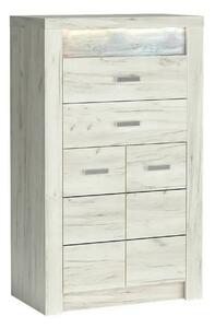 Comoda INDIANAPOLIS I6, stejar craft alb, PAL laminat, cu 2 sertare, 2