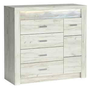 Comoda INDIANAPOLIS I17, stejar craft alb, PAL laminat, cu 4 sertare