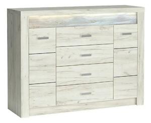 Comoda INDIANAPOLIS I7, stejar craft alb, PAL laminat, cu 4 sertare, 2