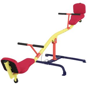AIYAPLAY Balansoar pentru Copii Rotativ 360°, Capacitate 200kg, 2 Locuri cu Mânere Antiderapante, Scaune Capitonate, Spătar, Roți, 253x96x75 cm, 3-12 Ani | Aosom Romania