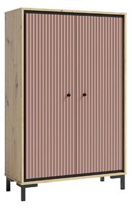 Comoda PARII PA15, stejar artisan/roz, PAL laminat, 89x37x140 cm