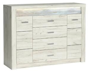 Comoda INDIANAPOLIS I7, stejar craft alb, PAL laminat, cu 4 sertare, 2