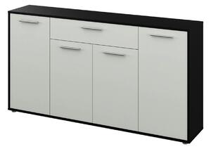 Comoda LUNIA, alb/negru/crom, 163x33x86 cm