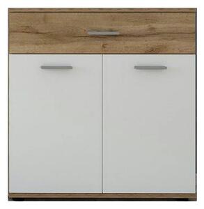 Comoda IRIA E, stejar wotan/alb/crom, PAL melaminat, 80x35x84 cm