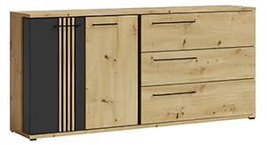 Comoda MOLTO ML13, stejar artisan/negru, PAL, 180x37x86 cm