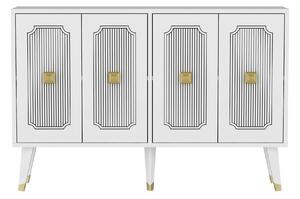 Comoda DERASI, alb/auriu, PAL melaminat, 120x30x80 cm