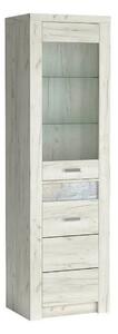 Vitrina INDIANAPOLIS I4, stejar craft alb, PAL laminat/furnir ABS/meta