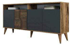 Comoda MILAN, nuc/gri antracit, PAL melaminat, 160x35x78 cm