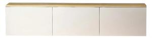 Comoda TV NEON, alb/stejar, PAL melaminat, cu iluminare LED, 160x32x35