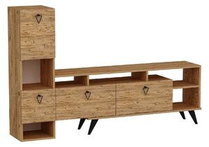 Comoda TV EMMY, pin/negru, PAL melaminat, 185x35x120 cm