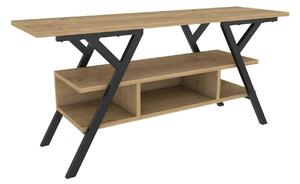 Comoda TV MINERVA, stejar/negru, PAL/metal, 120x35x55 cm