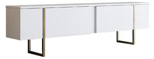 Comoda TV Luxe, alb/auriu, PAL/metal, 180x30x50 cm